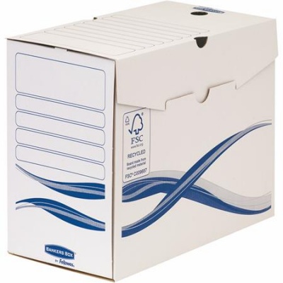 Archiválódoboz, A4, 150 mm, FELLOWES "Bankers Box Basic", kék-fehér